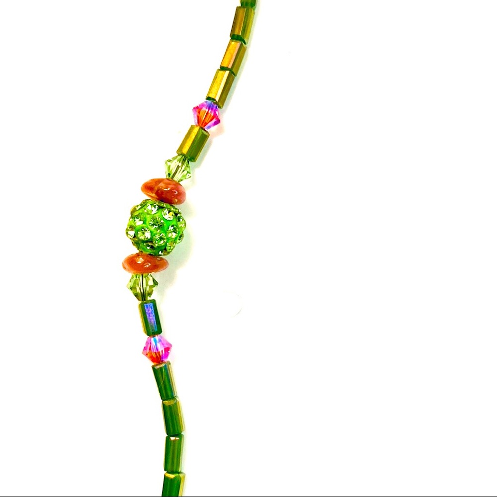 Pink and Green Swarovski Glass Bracelet - Picture 7 of 8